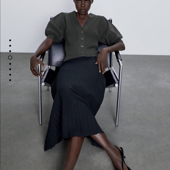 ZARA Knit Cardigan With Balloon Sleeves - Picture 1 of 10